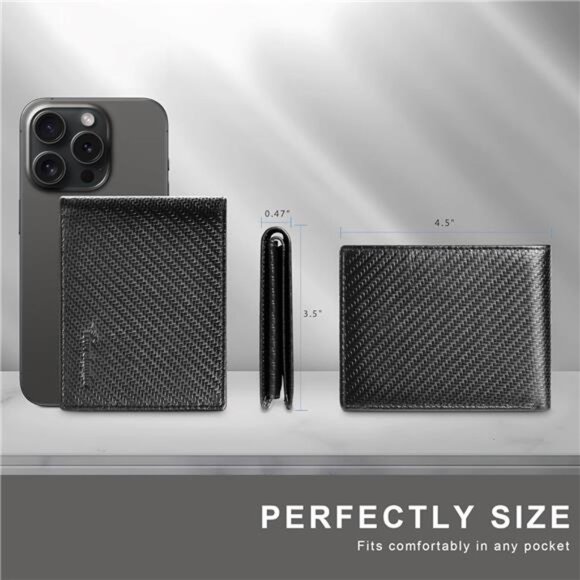 Genuine Leather Wallet for Men Carbon Black - Picture 5 of 6